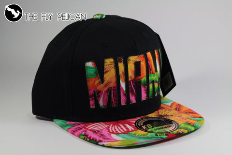 Miami Black Floral Hawaiian Print Snapback