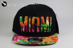 Miami Black Floral Hawaiian Print Snapback