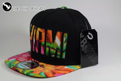 Miami Black Floral Hawaiian Print Snapback